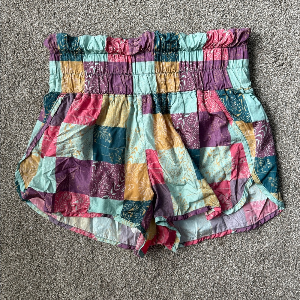 FREE PEOPLE Way Home Shorts Patchwork Multicolor FP Movement x Anthropologie L - Picture 2 of 6